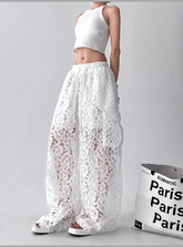 High Waist Lace Floral Hollow Out Wide - Leg Pants - COPPING THREADS - CT Select